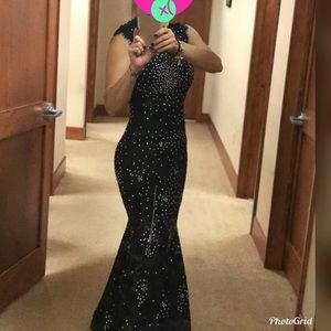 Xcape sleeveless black long evening dress size 2